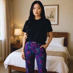 Miss Understood Women's purple floral lounge pants sleepwear Sz 10